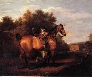 Henry Walton A Gentleman,Said to Be mr Richard Bendyshe with his Favorite Hunter in a Landscape oil painting artist